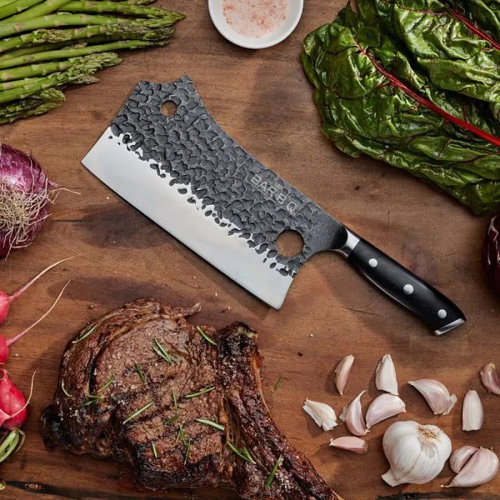 Mr. BAR-B-Q Griller's Cleaver Knife, HCS Blade, Wood Handle