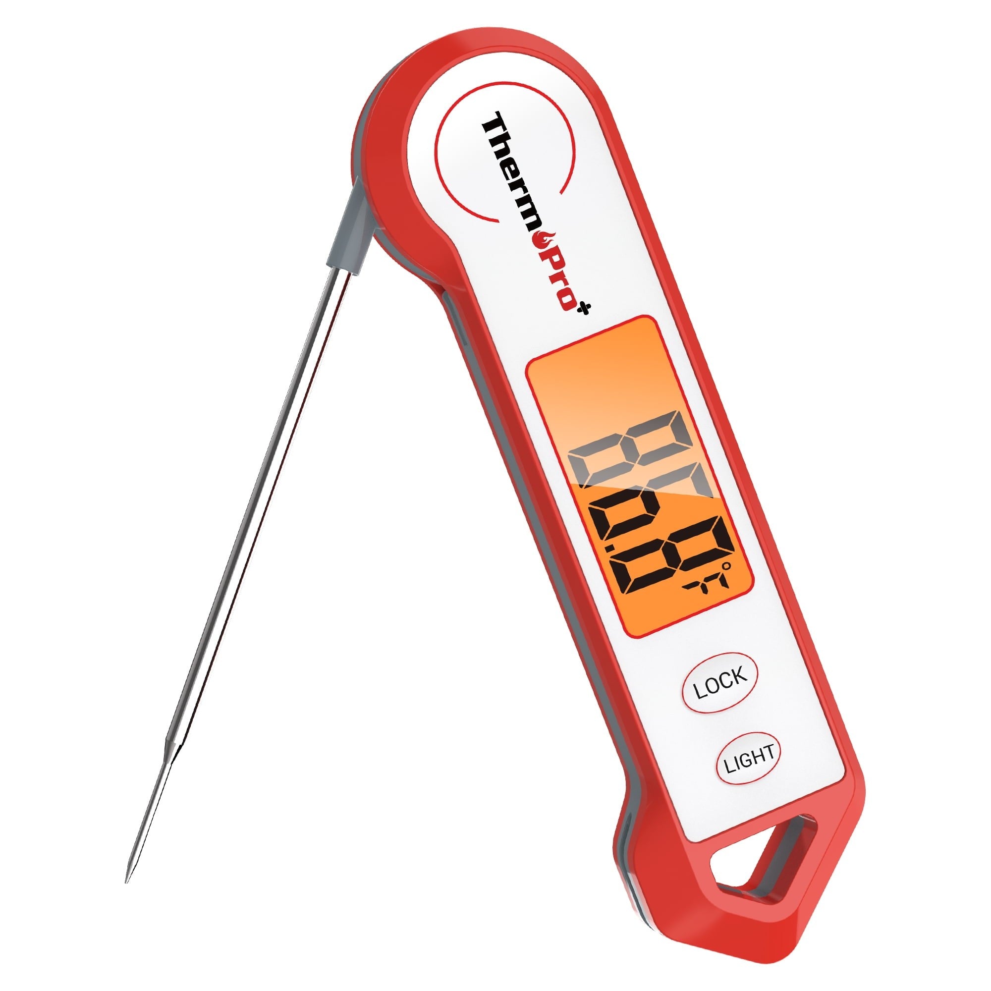 ThermoPro Red/White Digital Thermometer with Backlight, Rotating Display and Waterproof