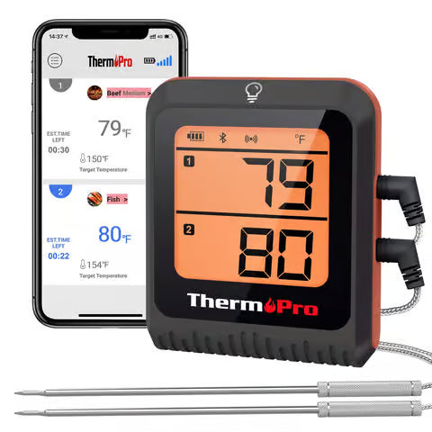ThermoPro 650 ft. Bluetooth Meat (iOS/Android) Wireless Grill Thermometer with Dual Probes
