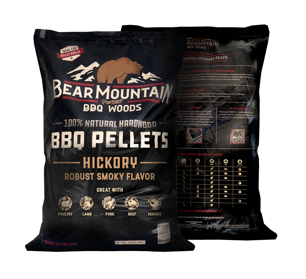 Bear Mountain Hickory BBQ Wood Pellets 20Lb