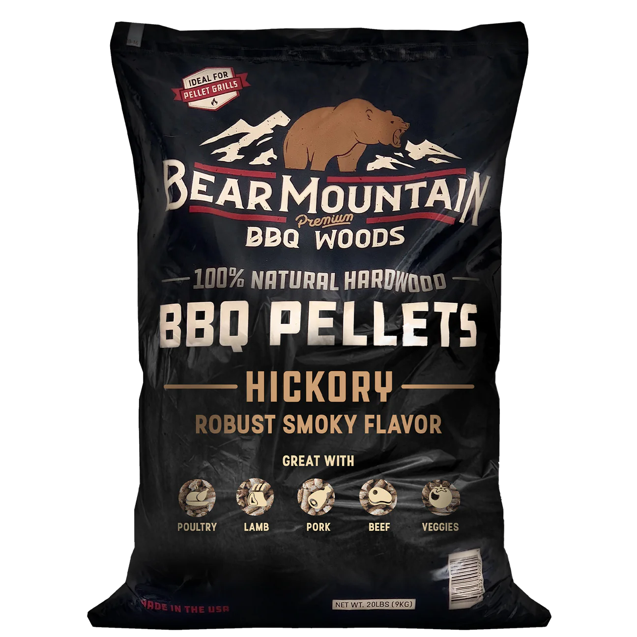 Bear Mountain Hickory BBQ Wood Pellets 20Lb